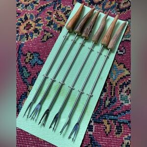 Vintage Antler Fondue Fork Set
